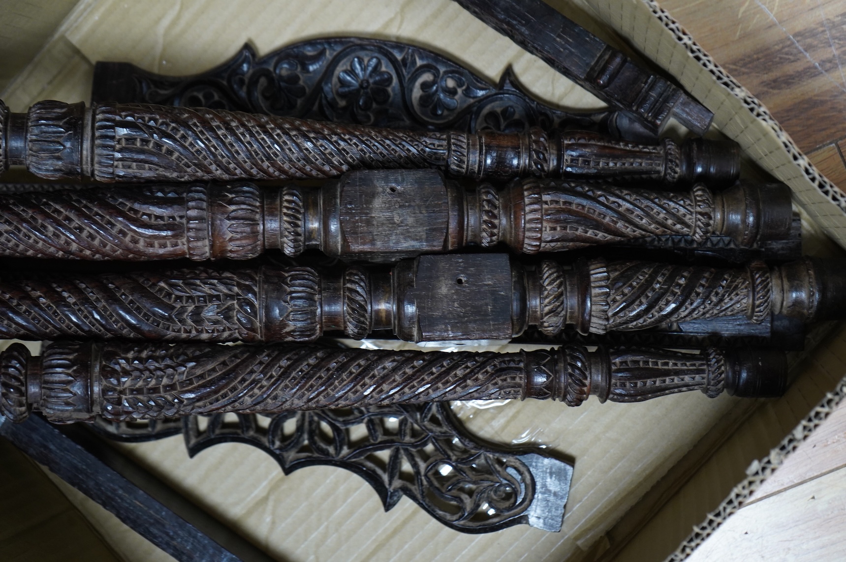 A 19th century Indian carved rosewood ‘Lord Krishna’ bed